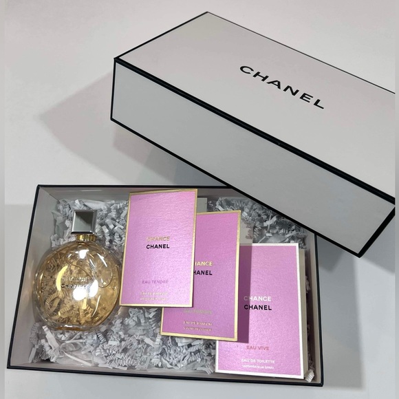 CHANEL CHANCE Eau De Parfum 1.7 OZ And 3 X Chance Travel Size Spay With Box - Picture 3 of 13